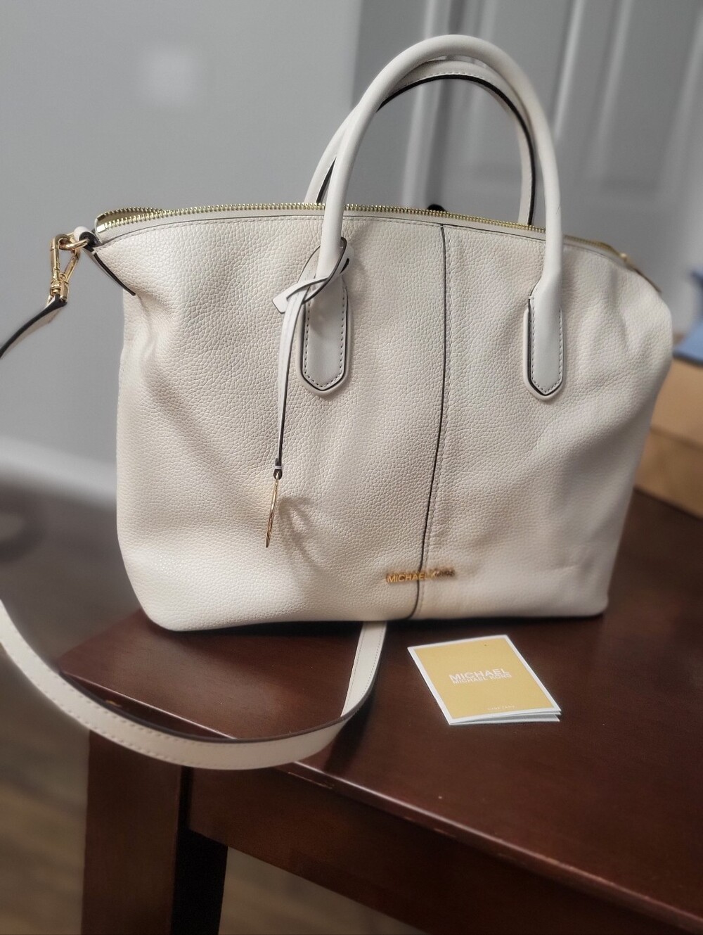 Michael Kors Off-White Pebbled Leather Shoulder Satchel